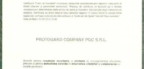 Certificat ‘Firma de incredere’ 2016