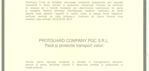 Certificat firma de incredere 2018