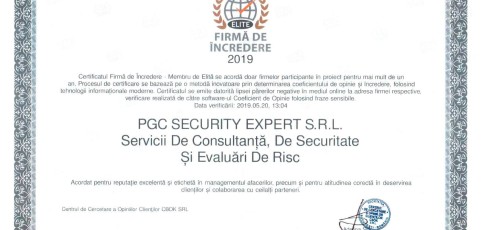 Certificare Firma de Incredere 2019