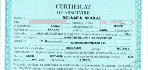 Certificat Manager Securitatea Informatiei