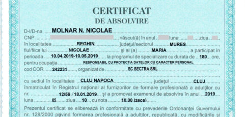 Certificat Responsabil DPO-GDPR
